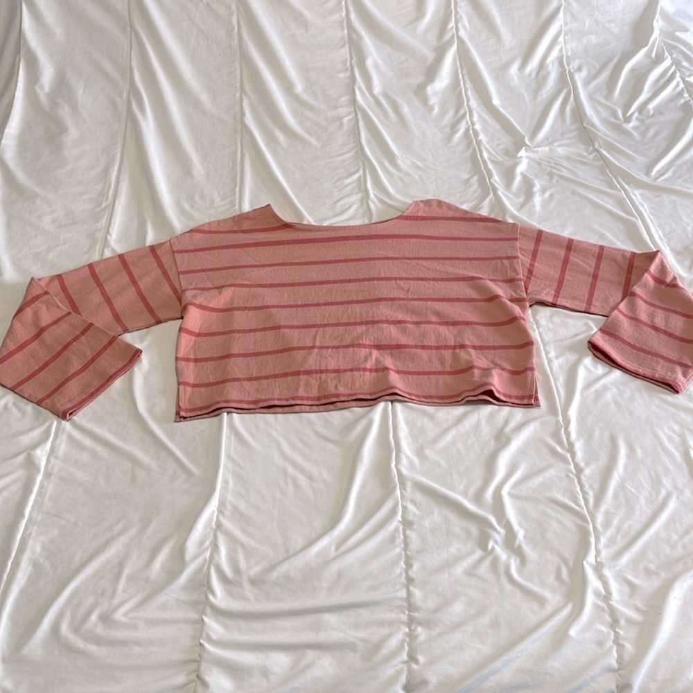 Madewell Supercrop Striped Long Sleeve Tee Size Small - Picture 2 of 7